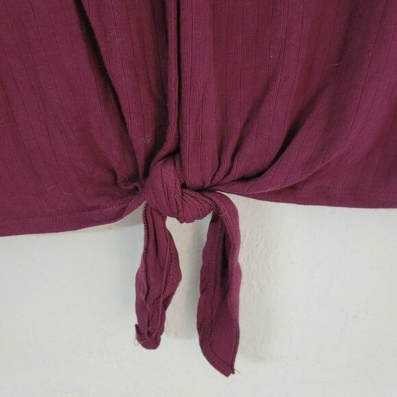 14th and Union button tie front blouse burgundy xs women's - Picture 4 of 6